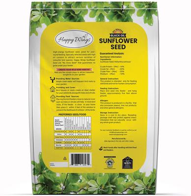 Show full view: Happy Wings Black Oil Sunflower Seed Wild Bird Food, 15-lb bag slide 2 of 7
