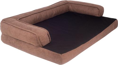 Show full view: HappyCare Textiles Advanced Graphene Orthopedic Foam Dog Sofa Bed, Brown & Black, Large slide 3 of 8