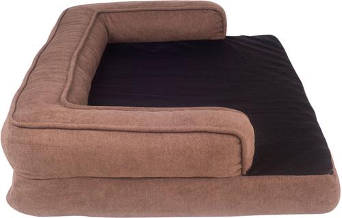 Show full view: HappyCare Textiles Advanced Graphene Orthopedic Foam Dog Sofa Bed, Brown & Black, Large slide 5 of 8