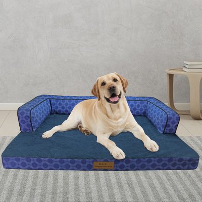 HappyCare Textiles HappyCare Textiles Advanced LaTextiles Foam Dog Sofa Bed, Blue, Large