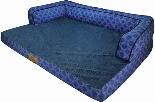 Show full view: HappyCare Textiles Advanced LaTextiles Foam Dog Sofa Bed, Blue, Large slide 3 of 7