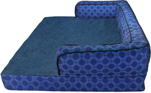 Show full view: HappyCare Textiles Advanced LaTextiles Foam Dog Sofa Bed, Blue, Medium slide 4 of 7