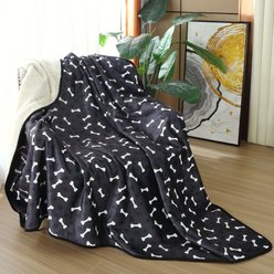 HappyCare Textiles advanced Pets Print cozy Waterproof Cat & Dog blanket, Black Paw