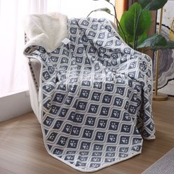 HappyCare Textiles advanced Pets Print cozy Waterproof Cat & Dog blanket, White Paw Ogee