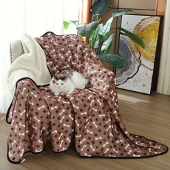 HappyCare Textiles Advanced Pets Waterproof Cat & Dog Blanket, 50x60-in, White Bone