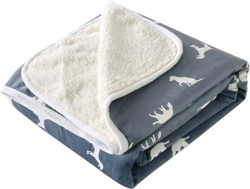 Show full view: HappyCare Textiles Advanced Pets Waterproof Cat & Dog Blanket, 50x60-in, White/Grey Dog slide 3 of 9