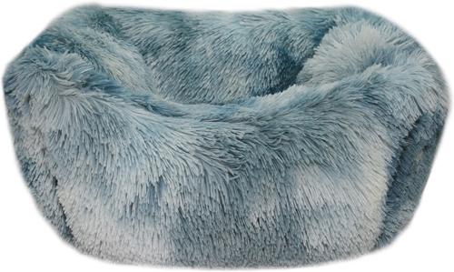 Show full view: HappyCare Textiles Calming Anxiety Bolster Dog Bed, Blue/White, Large slide 3 of 7