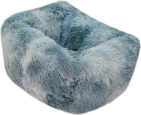 Show full view: HappyCare Textiles Calming Anxiety Bolster Dog Bed, Blue/White, Large slide 6 of 7