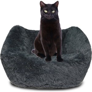 HappyCare Textiles Calming Anxiety Bolster Dog Bed, Dark Forst, Small