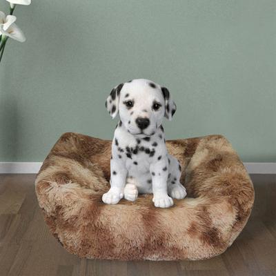 Show full view: HappyCare Textiles Calming Anxiety Bolster Dog Bed, Frost Brown, Small slide 4 of 8