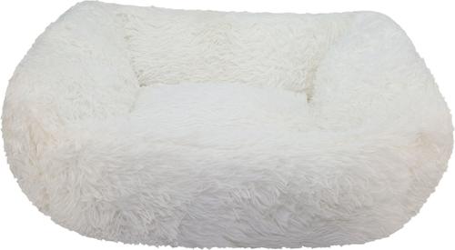 Show full view: HappyCare Textiles Calming Anxiety Bolster Dog Bed, Off White, Small slide 4 of 9