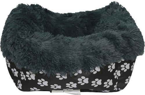 Show full view: HappyCare Textiles Calming Durable Bolster Dog Bed, Printed Oxford Black, Small slide 3 of 7