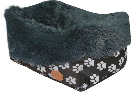 Show full view: HappyCare Textiles Calming Durable Bolster Dog Bed, Printed Oxford Black, Small slide 5 of 7