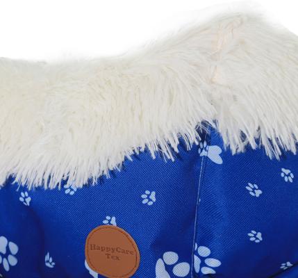 Show full view: HappyCare Textiles Calming Durable Bolster Dog Bed, Printed Oxford Blue, Large slide 5 of 7