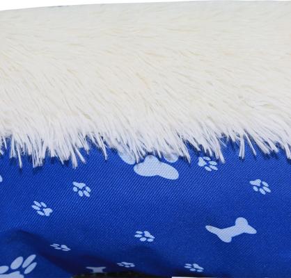 Show full view: HappyCare Textiles Calming Durable Bolster Dog Bed, Printed Oxford Blue, Large slide 6 of 7