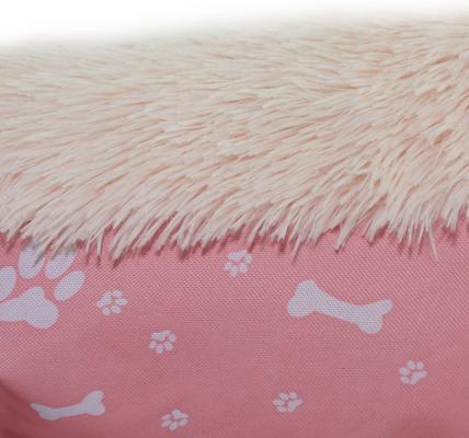 Show full view: HappyCare Textiles Calming Durable Bolster Dog Bed, Printed Oxford Pink, Large slide 5 of 7
