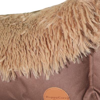 Show full view: HappyCare Textiles Calming Durable Bolster Dog Bed, Solid Oxford Brown, Large slide 8 of 8