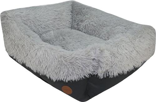 Show full view: HappyCare Textiles Calming Durable Bolster Dog Bed, Solid Oxford Dark Grey, Large slide 8 of 8