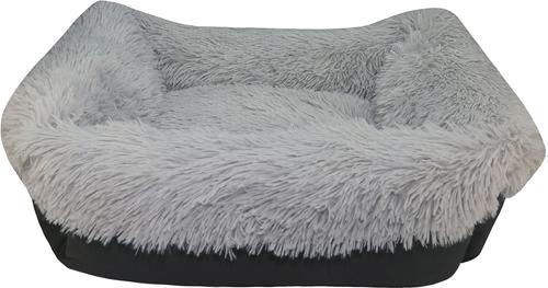 Show full view: HappyCare Textiles Calming Durable Bolster Dog Bed, Solid Oxford Dark Grey, Medium slide 3 of 8