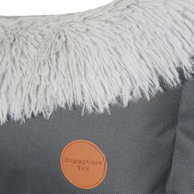 Show full view: HappyCare Textiles Calming Durable Bolster Dog Bed, Solid Oxford Dark Grey, Medium slide 6 of 8