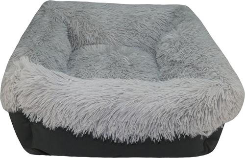 Show full view: HappyCare Textiles Calming Durable Bolster Dog Bed, Solid Oxford Dark Grey, Small slide 7 of 8