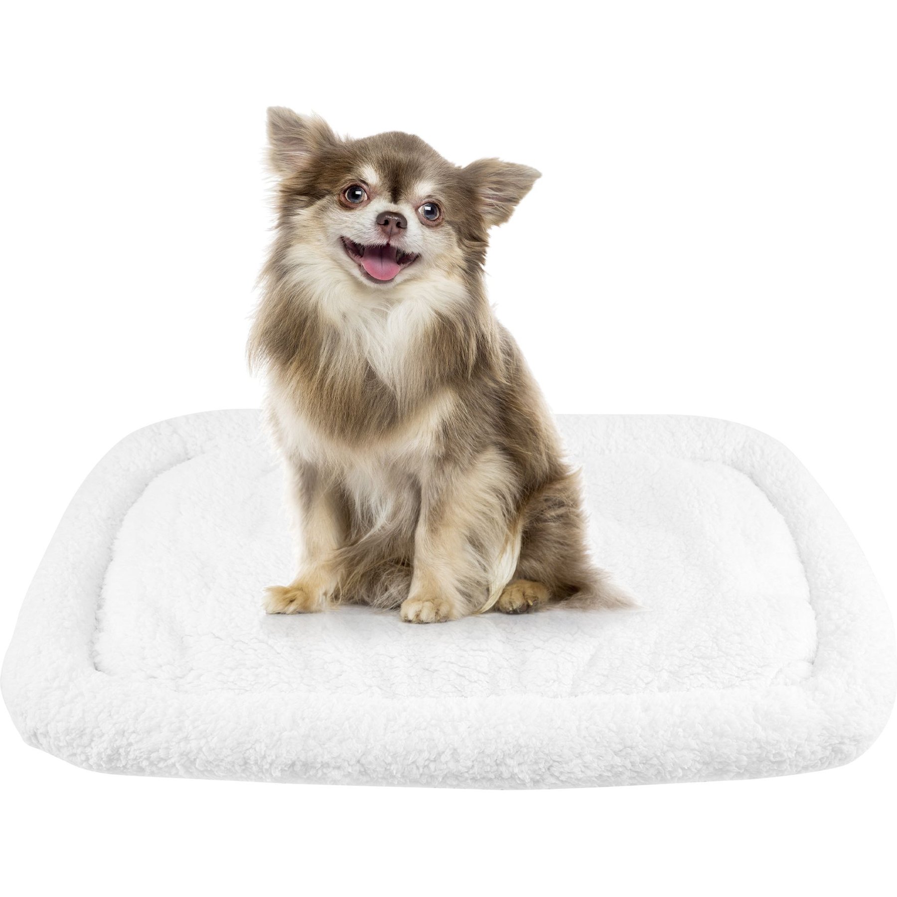 HappyCare Textiles Classic Warm Sherpa Cat & Dog Crate Bolster, White, 28-in