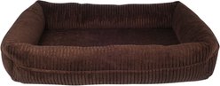 HappyCare Textiles Decorative Corduory Rectangle Orthopedic Cat & Dog Bed, Brown 