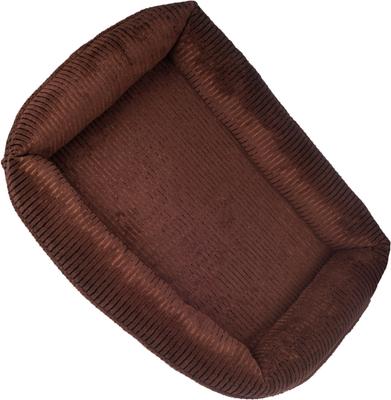 Show full view: HappyCare Textiles Decorative Corduory Rectangle Orthopedic Cat & Dog Bed, Brown  slide 4 of 8