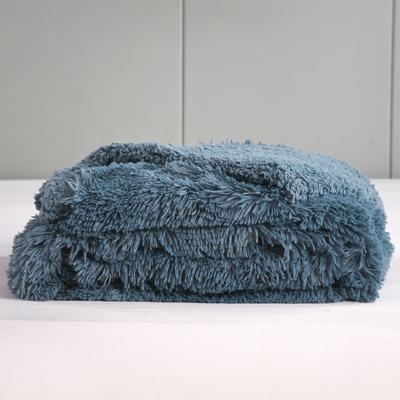 Show full view: HappyCare Textiles Duplex Warm Comfort Faux Fur Sherpa Waterproof Dog & Cat Blanket, Blue, Medium slide 9 of 10