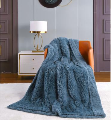 Show full view: HappyCare Textiles Duplex Warm Comfort Faux Fur Sherpa Waterproof Dog & Cat Blanket, Blue, Small slide 2 of 9