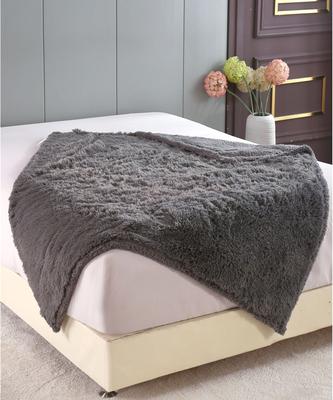 Show full view: HappyCare Textiles Duplex Warm Comfort Faux Fur Sherpa Waterproof Dog & Cat Blanket, Dark Grey, Medium slide 7 of 9