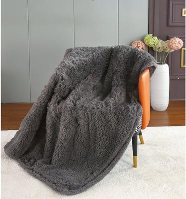 Show full view: HappyCare Textiles Duplex Warm Comfort Faux Fur Sherpa Waterproof Dog & Cat Blanket, Dark Grey, Medium slide 2 of 9