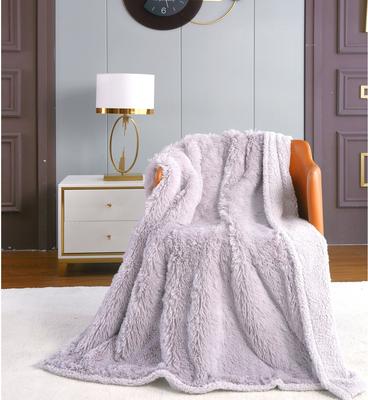 Show full view: HappyCare Textiles Duplex Warm Comfort Faux Fur Sherpa Waterproof Dog & Cat Blanket, Light Grey, Small slide 3 of 10