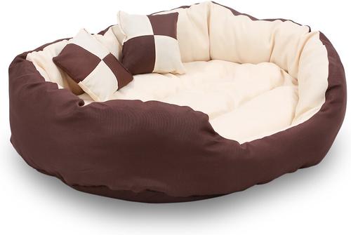 Show full view: HappyCare Textiles Durable Oval Bolster Cat & Dog Bed, Medium slide 4 of 7