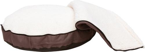 Show full view: HappyCare Textiles Durable Oxford to Sherpa Pet Cave Covered Cat & Dog Bed with Removable Cover, Coffee slide 4 of 8