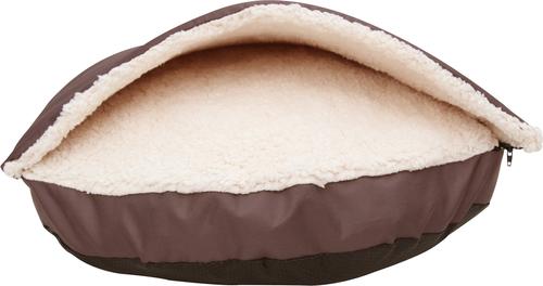 Show full view: HappyCare Textiles Durable Oxford to Sherpa Pet Cave Covered Cat & Dog Bed with Removable Cover, Coffee slide 5 of 8