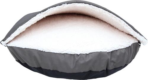 Show full view: HappyCare Textiles Durable Oxford to Sherpa Pet Cave Covered Cat & Dog Bed with Removable Cover, Gray slide 2 of 7