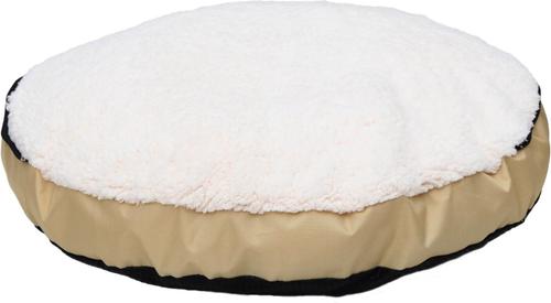 Show full view: HappyCare Textiles Durable Oxford to Sherpa Pet Cave Covered Cat & Dog Bed with Removable Cover, Khaki slide 4 of 7