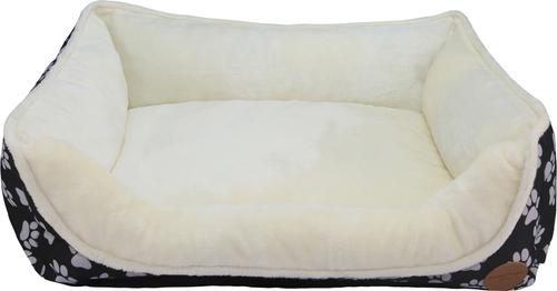 Show full view: HappyCare Textiles Durable Printed Oxford Plush Bolster Cat & Dog Bed, Black, Large slide 3 of 9