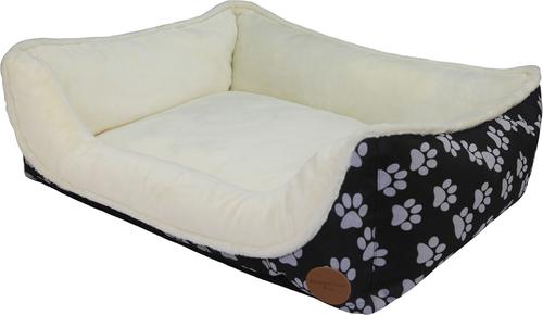 Show full view: HappyCare Textiles Durable Printed Oxford Plush Bolster Cat & Dog Bed, Black, Large slide 5 of 9