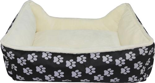 Show full view: HappyCare Textiles Durable Printed Oxford Plush Bolster Cat & Dog Bed, Black, Medium slide 7 of 10