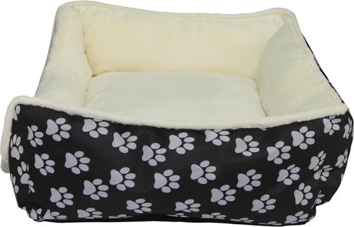 Show full view: HappyCare Textiles Durable Printed Oxford Plush Bolster Cat & Dog Bed, Black, Medium slide 8 of 10