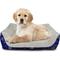Show in main carousel: HappyCare Textiles Durable Printed Oxford Plush Bolster Cat & Dog Bed, Blue, Large slide 1 of 9