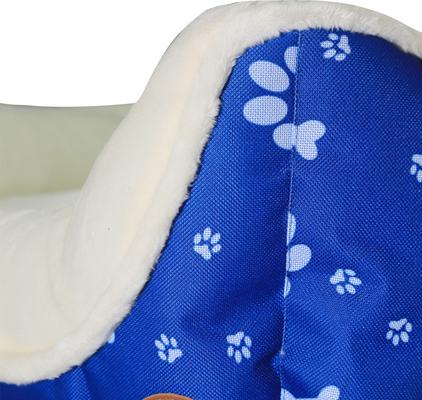 Show full view: HappyCare Textiles Durable Printed Oxford Plush Bolster Cat & Dog Bed, Blue, Large slide 8 of 9