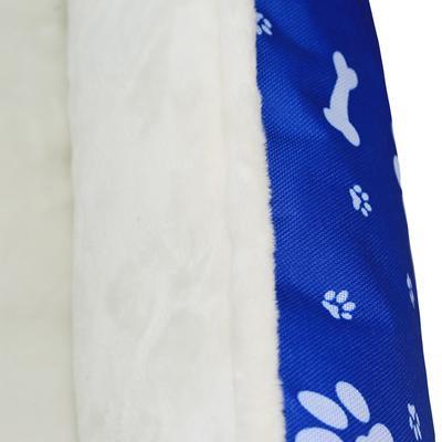 Show full view: HappyCare Textiles Durable Printed Oxford Plush Bolster Cat & Dog Bed, Blue, Large slide 9 of 9