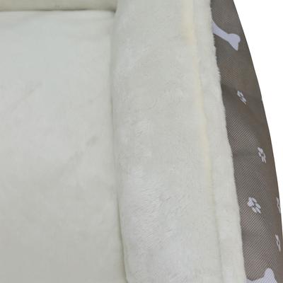 Show full view: HappyCare Textiles Durable Printed Oxford Plush Bolster Cat & Dog Bed, Grey, Medium slide 8 of 8