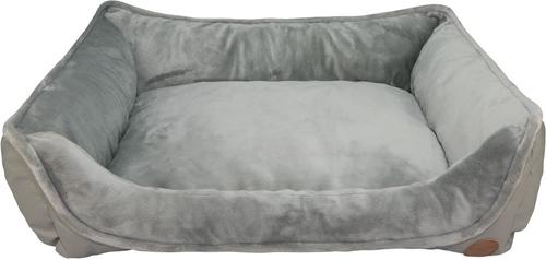 Show full view: HappyCare Textiles Durable Rectangular Bolster Dog Sofa Bed, Light Grey, Large slide 4 of 11