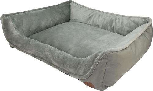 Show full view: HappyCare Textiles Durable Rectangular Bolster Dog Sofa Bed, Light Grey, Large slide 6 of 11