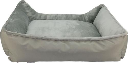 Show full view: HappyCare Textiles Durable Rectangular Bolster Dog Sofa Bed, Light Grey, Medium slide 6 of 10