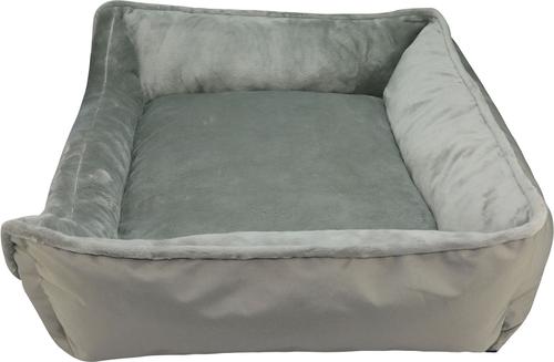 Show full view: HappyCare Textiles Durable Rectangular Bolster Dog Sofa Bed, Light Grey, Medium slide 7 of 10